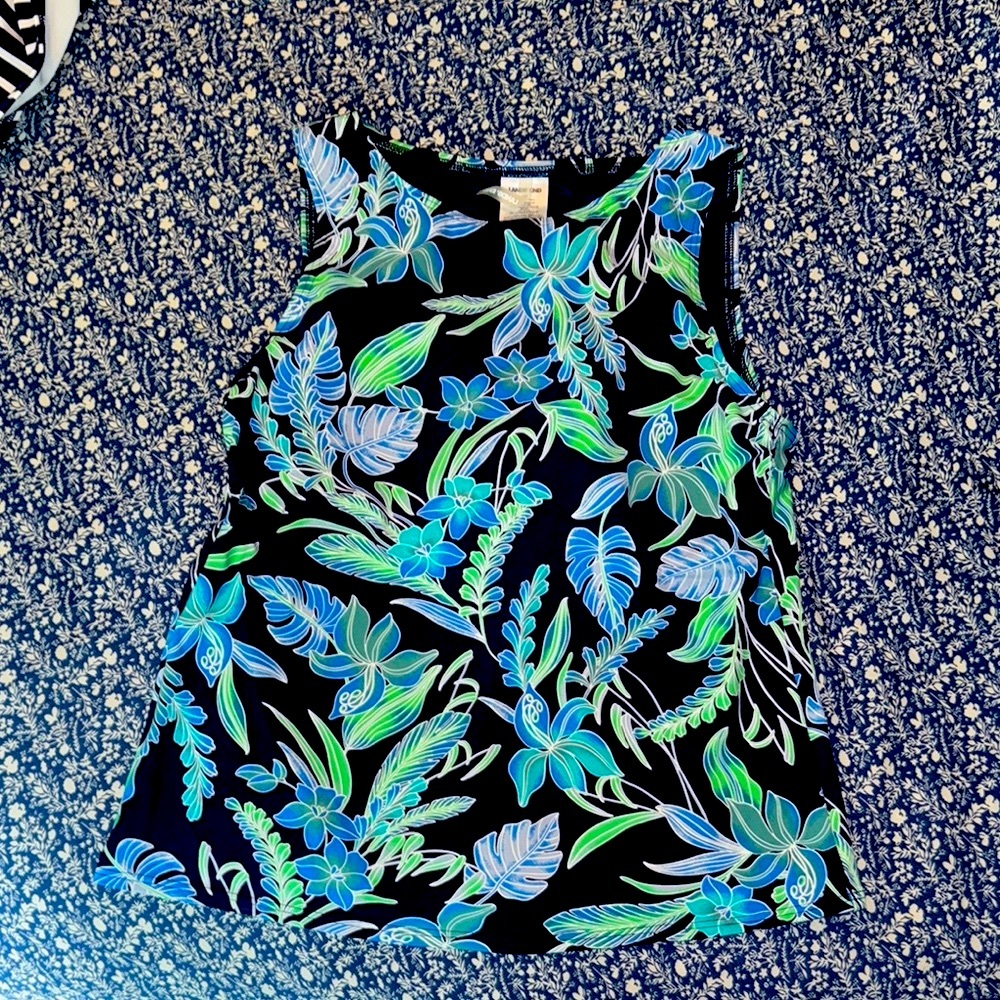 Lands End Floral Print Swim Top
